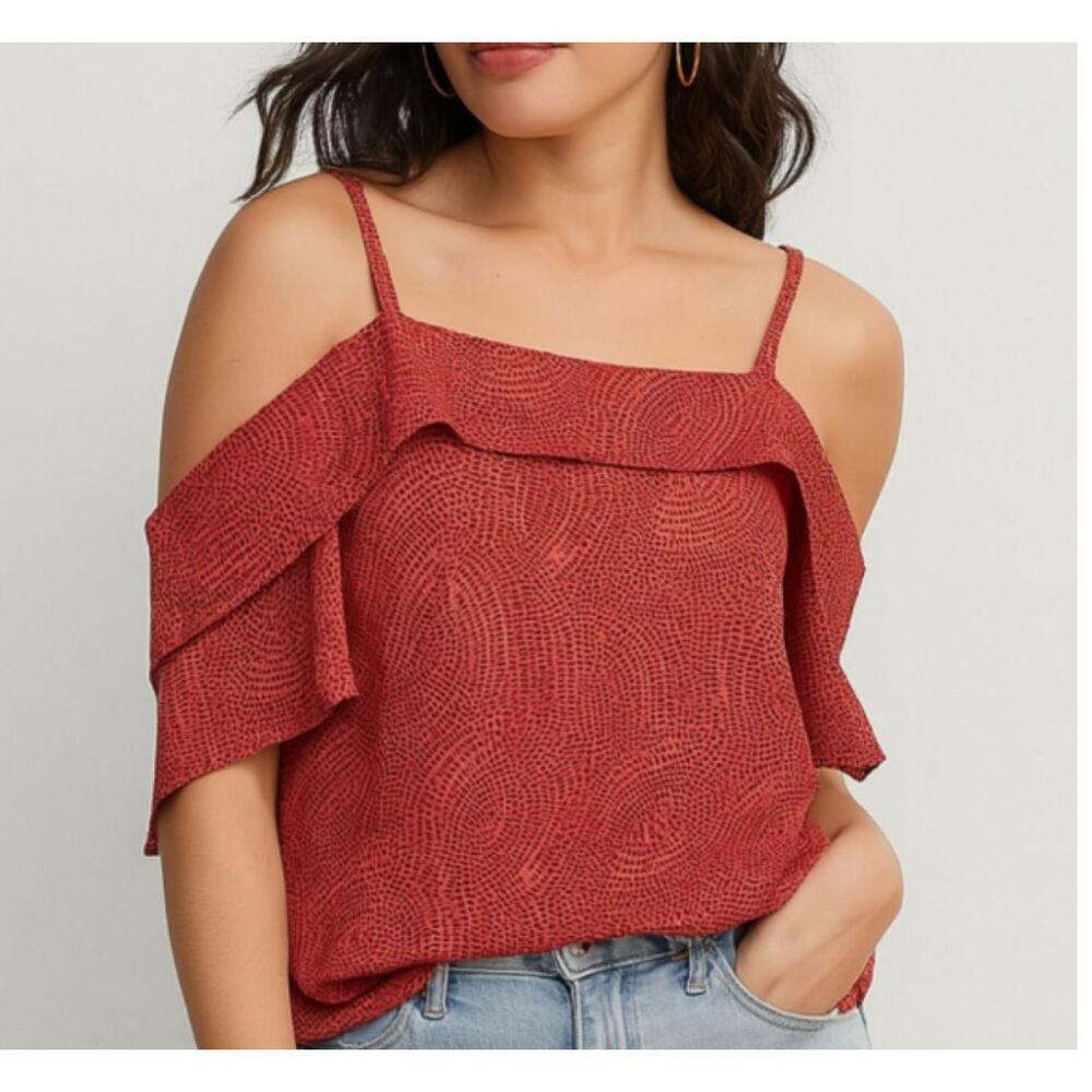 Anthropologie Maeve Mandalay Off-The-Shoulder Lace Up Back Tank Top Size XS
